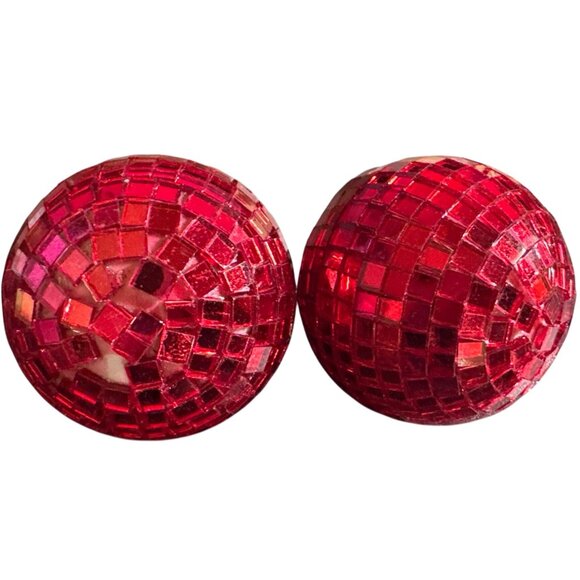 Star of Wonder Brand Set of 6 Metallic Red Sequin Ornaments w/Gold Top (READ) - Picture 6 of 11
